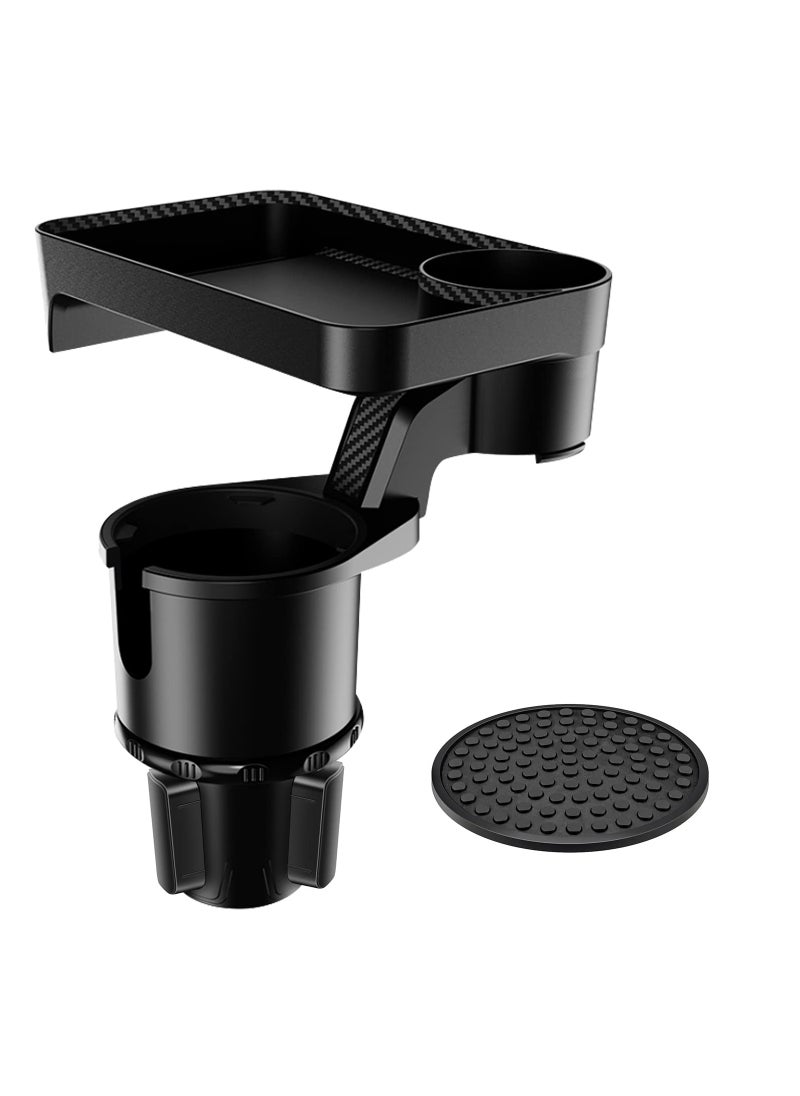 Captaintech Car Cup Holder Expander Tray - 360-Degree Rotating Dinner Plate with Adjustable Base for Drinks, Coffee, Burgers, and Water Cups. Perfect for On-the-Go Meals!  - Image 1