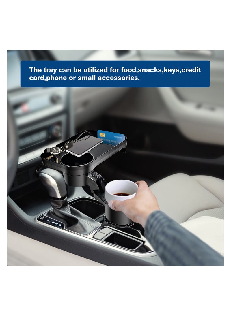 Captaintech Car Cup Holder Expander Tray - 360-Degree Rotating Dinner Plate with Adjustable Base for Drinks, Coffee, Burgers, and Water Cups. Perfect for On-the-Go Meals!  - Image 3