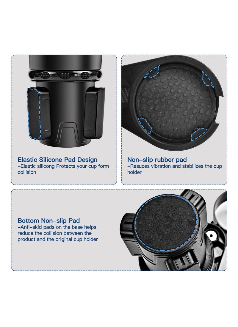 Captaintech Car Cup Holder Expander Tray - 360-Degree Rotating Dinner Plate with Adjustable Base for Drinks, Coffee, Burgers, and Water Cups. Perfect for On-the-Go Meals!  - Image 2