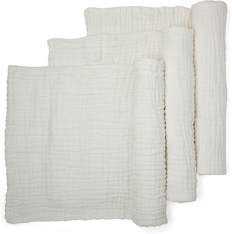 Anvi Baby Set of 3 Organic 6-Layered Muslin Bath Towels - White - Image 1