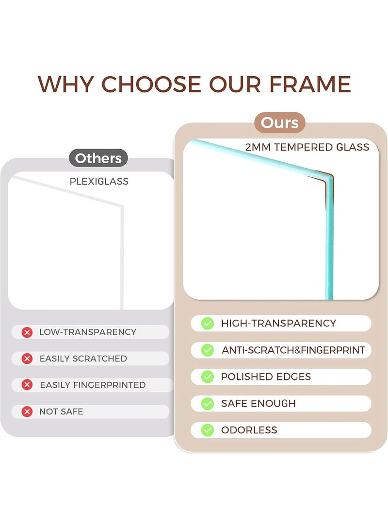 Wood Grain Photo Frame 11x11 Inch with Mat for 8x8 Photos, Glass Front, Square Display - Image 2