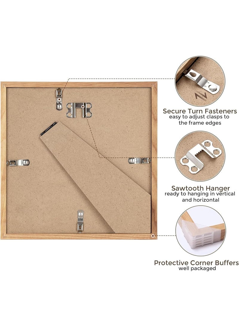 Wood Grain Photo Frame 11x11 Inch with Mat for 8x8 Photos, Glass Front, Square Display - Image 4