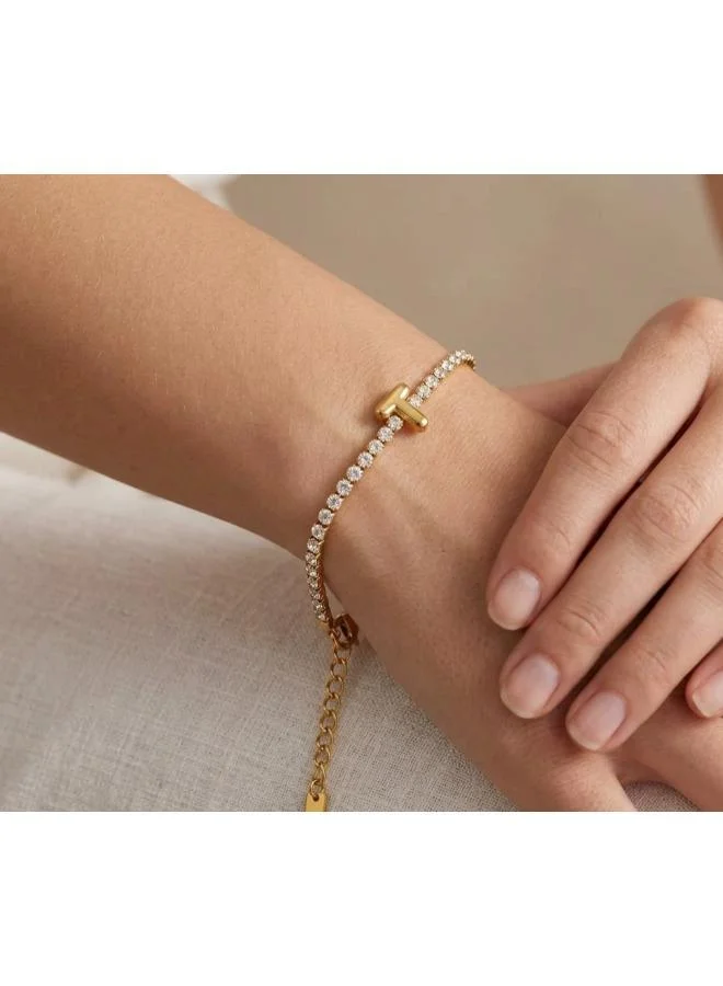 روفو Letter T Initial Tennis Bracelet