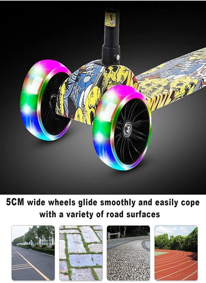 ماركة غير محددة - Toddler Scooter with Three Wheels, Ultra Wide Polyurethane Flash Wheels, Height Adjustable and Foldable for Children 3-6 Years - Image 1