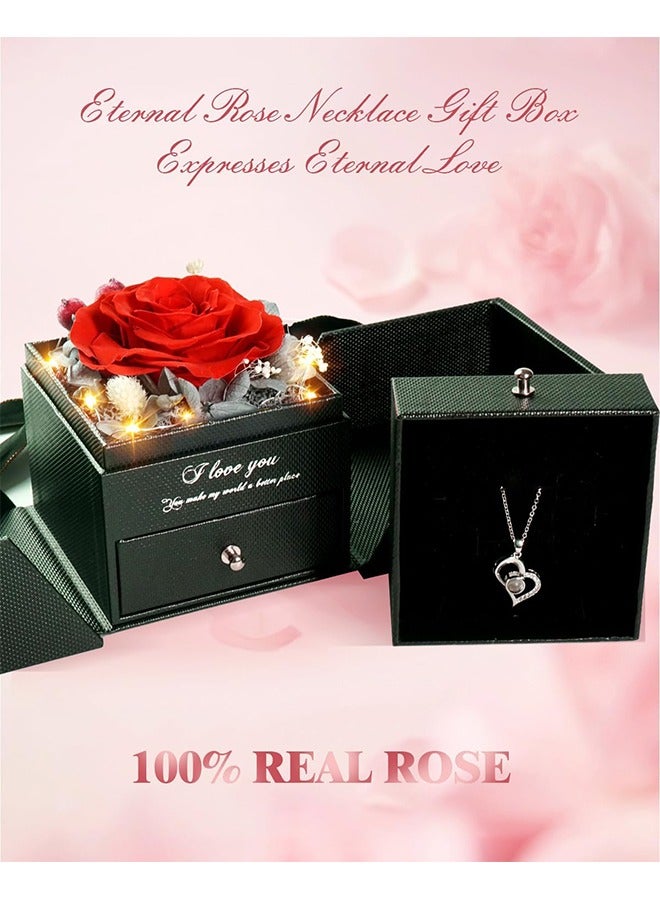 YelaJoy Preserved Rose Flowers with Necklace -in Jewelry Box for Valentine's Day Forever Flowers Eternal Rose for Birthday Anniversary Gift,Creative Gift Box,Romantic Gifts for Her - Image 2
