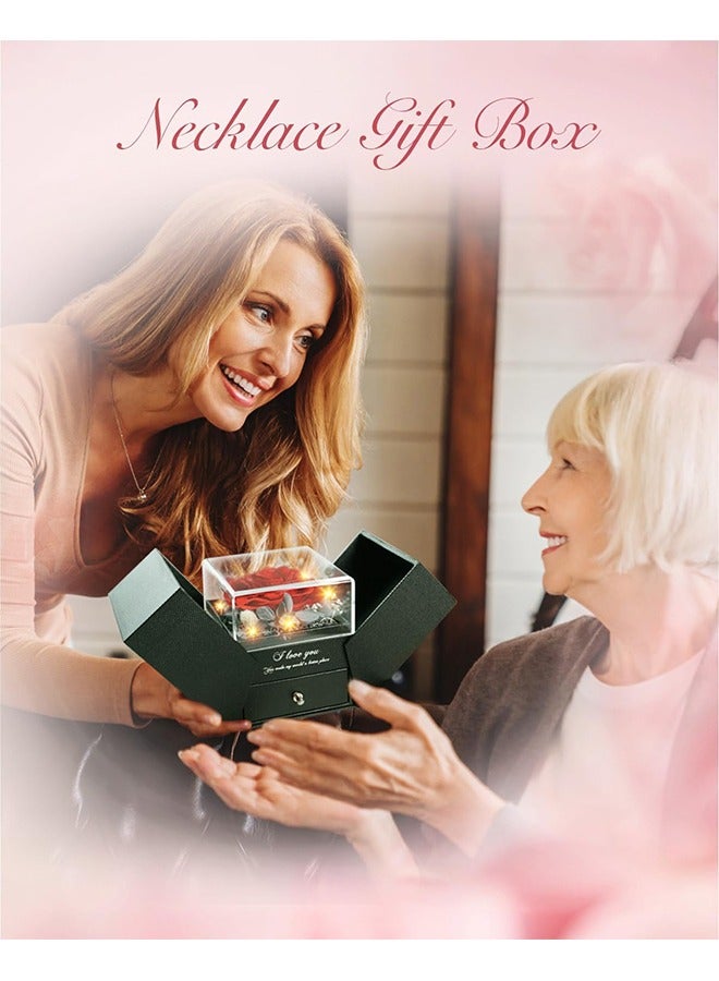 YelaJoy Preserved Rose Flowers with Necklace -in Jewelry Box for Valentine's Day Forever Flowers Eternal Rose for Birthday Anniversary Gift,Creative Gift Box,Romantic Gifts for Her - Image 3