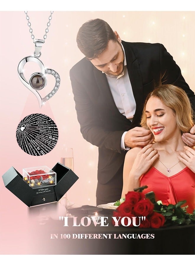 YelaJoy Preserved Rose Flowers with Necklace -in Jewelry Box for Valentine's Day Forever Flowers Eternal Rose for Birthday Anniversary Gift,Creative Gift Box,Romantic Gifts for Her - Image 4