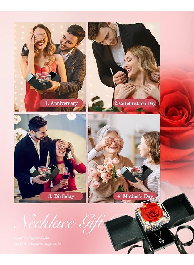 YelaJoy Preserved Rose Flowers with Necklace -in Jewelry Box for Valentine's Day Forever Flowers Eternal Rose for Birthday Anniversary Gift,Creative Gift Box,Romantic Gifts for Her - Image 5