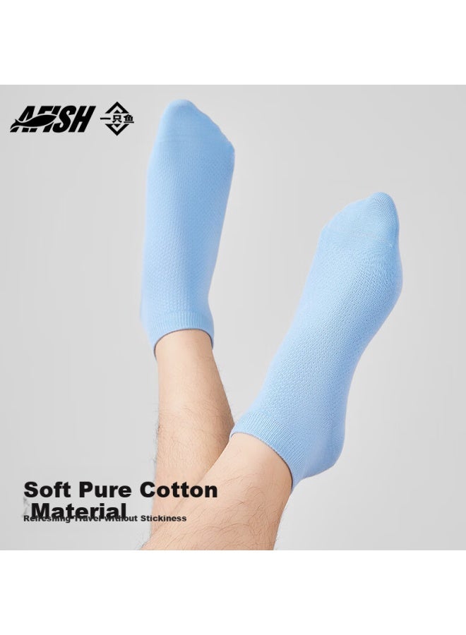 A Fish Men's Short Socks For Spring And Summer, 10a Grade Antibacterial And Odor-resistant 100% Cotton Socks Bottom Sports Leisure Sweat-absorbent And Breathable - Image 3