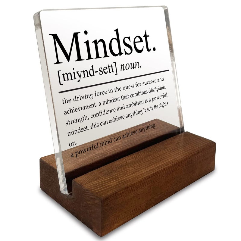 vizuzi Inspirational Home Office Desk Decor, Motivational Minimalist Decor Art Acrylic Plaque With Wooden Stand Sign Home Office Desk Sign Gift for Women Colleague Friend Cowoker - Image 1