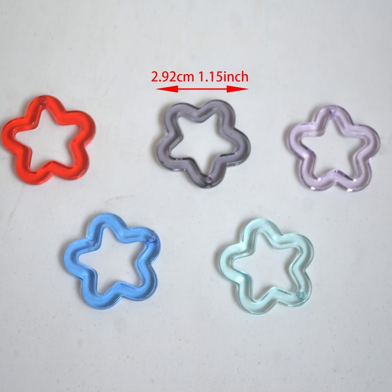 30 Pieces Purple Acrylic Transparent Star Plum Blossom Pendant Hole DIY Keychain Earring Charm Accessories Five Pointed Star Craft Material - Image 4