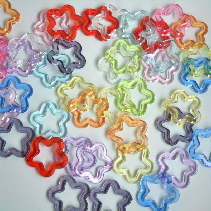 30 Pieces Purple Acrylic Transparent Star Plum Blossom Pendant Hole DIY Keychain Earring Charm Accessories Five Pointed Star Craft Material - Image 5