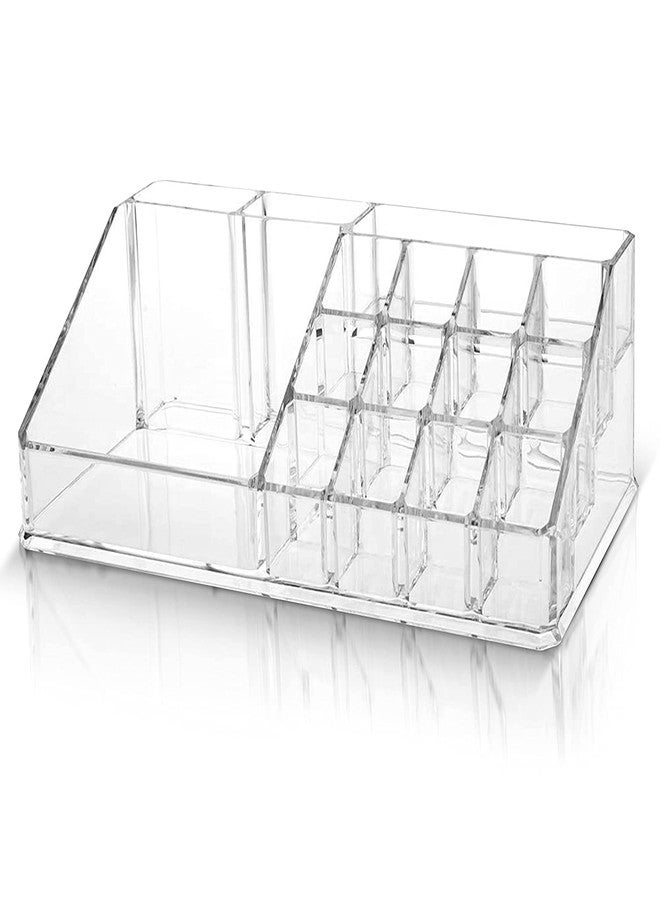 JELLEX Cosmetic Organizer 16 Compartment Cosmetic Makeup Jewelry Acrylic Lipstick Storage Organizer Box lipstick and nail paint stand holder (Multi Color) (Pack of 1) - Image 1