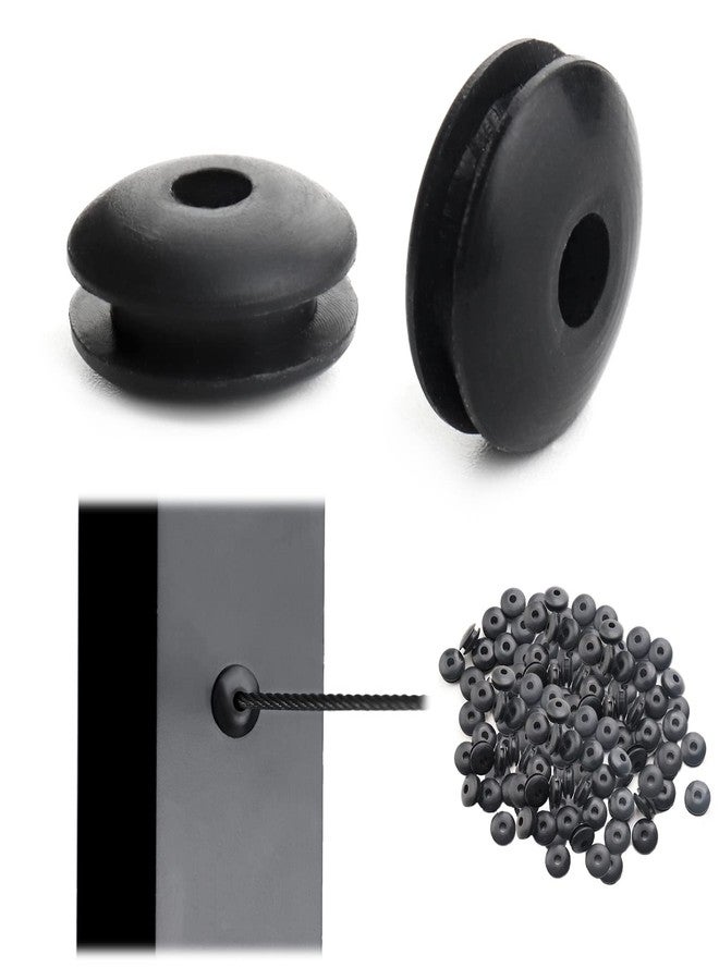 Muzata 100Pack Cable Railing Kit Black Protective Protector Sleeves Grommet Silicone Rubber for 1/8" 5/32" 3/16" Wire Rope PT1 Metal Posts Cable Deck Stair Railing CB29,CP3 - Image 1
