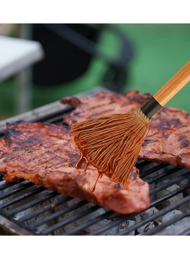 11.2 Inch BBQ Mop Brushes For Sauce, Grill Basting Mop Wooden Long Handle BBQ Mop with 1 Extra Replacement Heads For BBQ Grilling Smoking Steak - Image 5