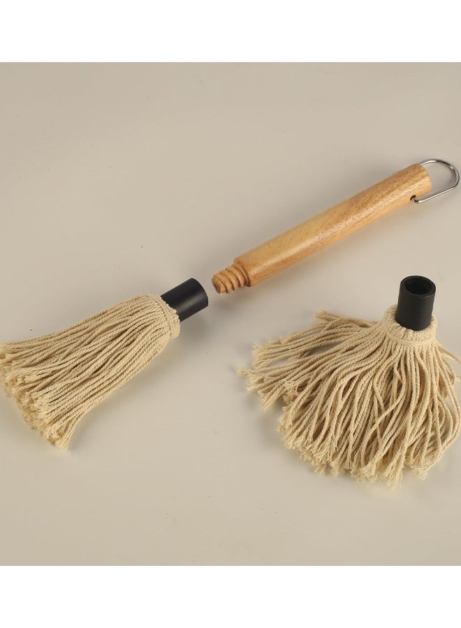 11.2 Inch BBQ Mop Brushes For Sauce, Grill Basting Mop Wooden Long Handle BBQ Mop with 1 Extra Replacement Heads For BBQ Grilling Smoking Steak - Image 4