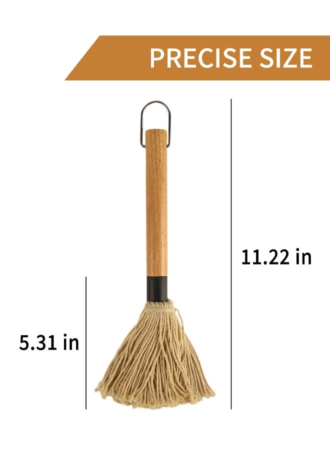 11.2 Inch BBQ Mop Brushes For Sauce, Grill Basting Mop Wooden Long Handle BBQ Mop with 1 Extra Replacement Heads For BBQ Grilling Smoking Steak - Image 2