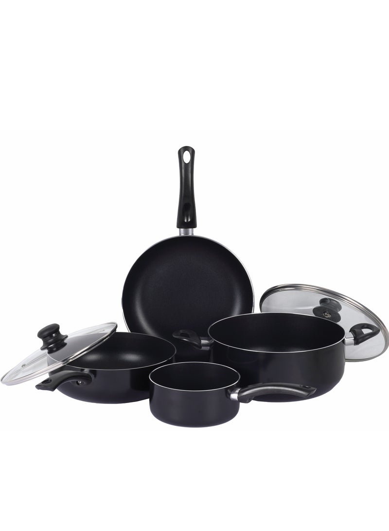 Cookline Pressed Aluminum Nonstick Cookware Set – 8 PCS – Black with Shiny Finish & Induction Bottom - Image 1