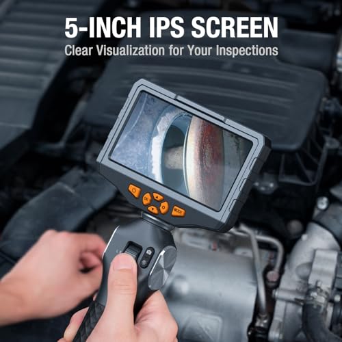 Teslong Two-Way Articulating Borescope with Light, 5-inch IPS Endoscope Inspection Camera with Articulation Head, Automotive Mechanics Fiber Optic Scope-0.33inch - Image 3