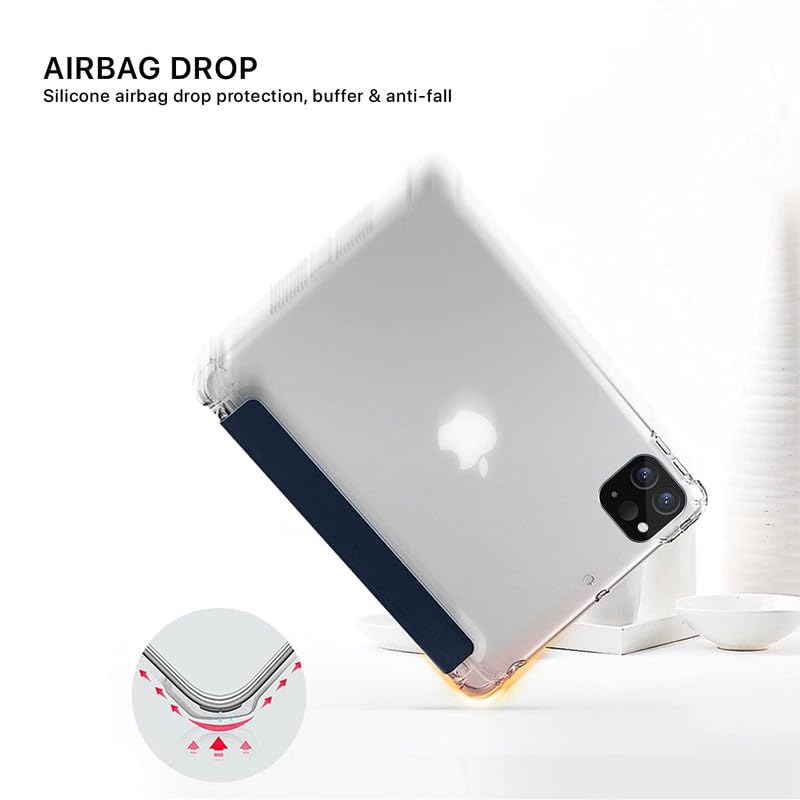 Boxome Tablet Case Cover for Apple iPad Air 10.5 inch (3rd Gen) [Auto Sleep/Wake Cover] [Pencil Holder] [Trifold Stand] [Frosted Back] - Blue - Image 4