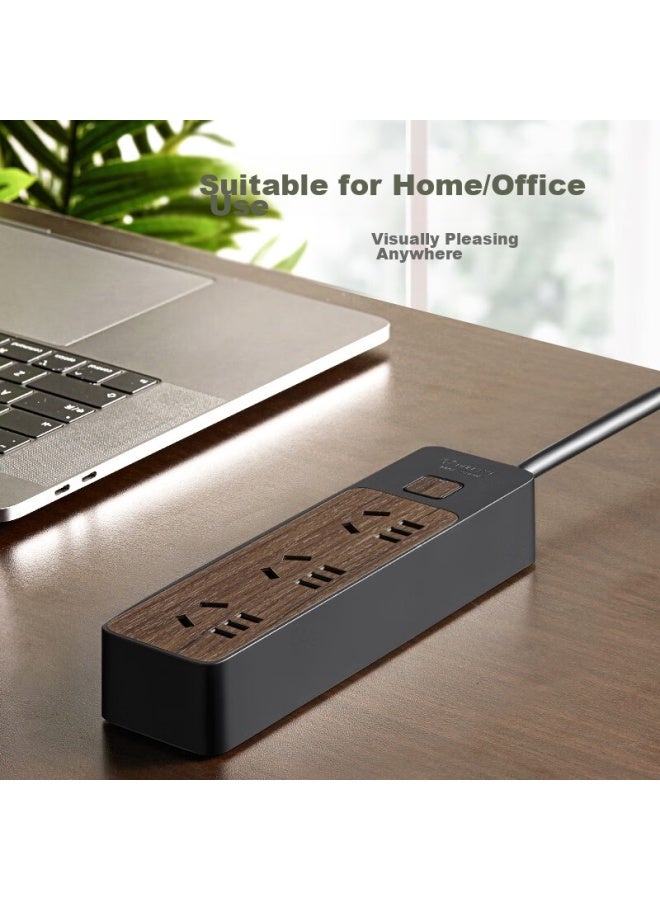 Bull Power Strip/extension Cord/surge Protector, 6 Outlets With Master Switch, 1.8 Meters, Black Wood Grain, Gn-r1330 - Image 4
