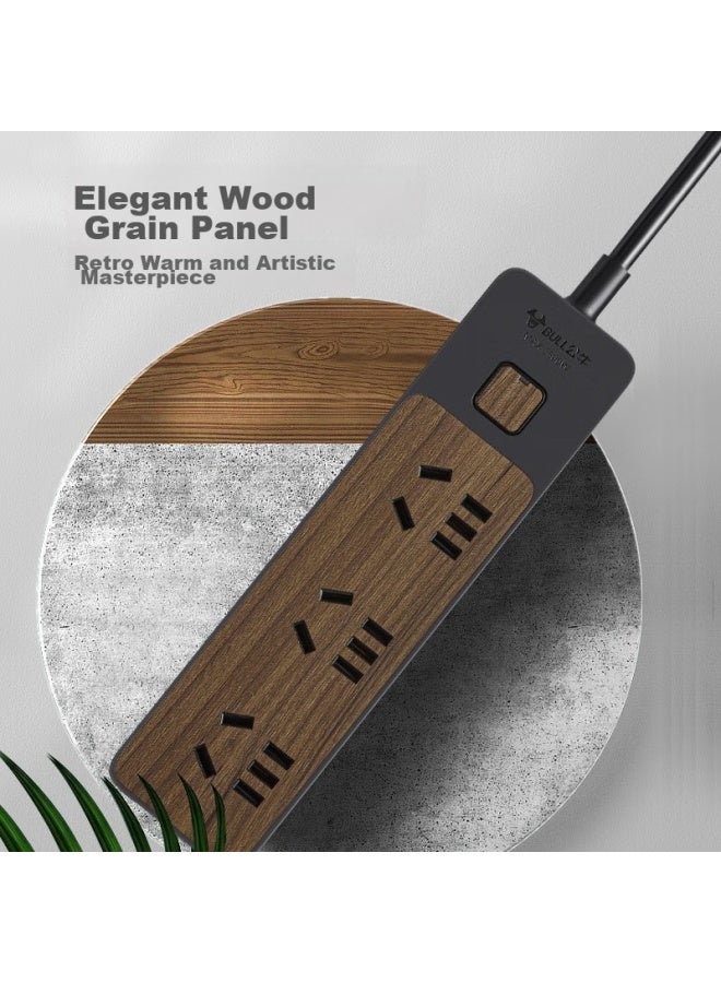 Bull Power Strip/extension Cord/surge Protector, 6 Outlets With Master Switch, 1.8 Meters, Black Wood Grain, Gn-r1330 - Image 2