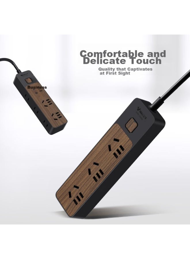 Bull Power Strip/extension Cord/surge Protector, 6 Outlets With Master Switch, 1.8 Meters, Black Wood Grain, Gn-r1330 - Image 3