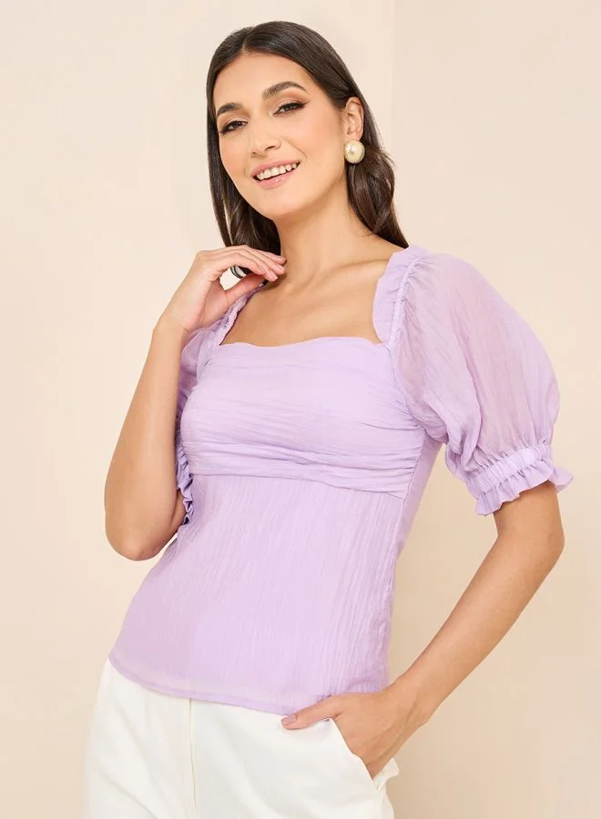 Styli Square Neck Slim Fit Blouse