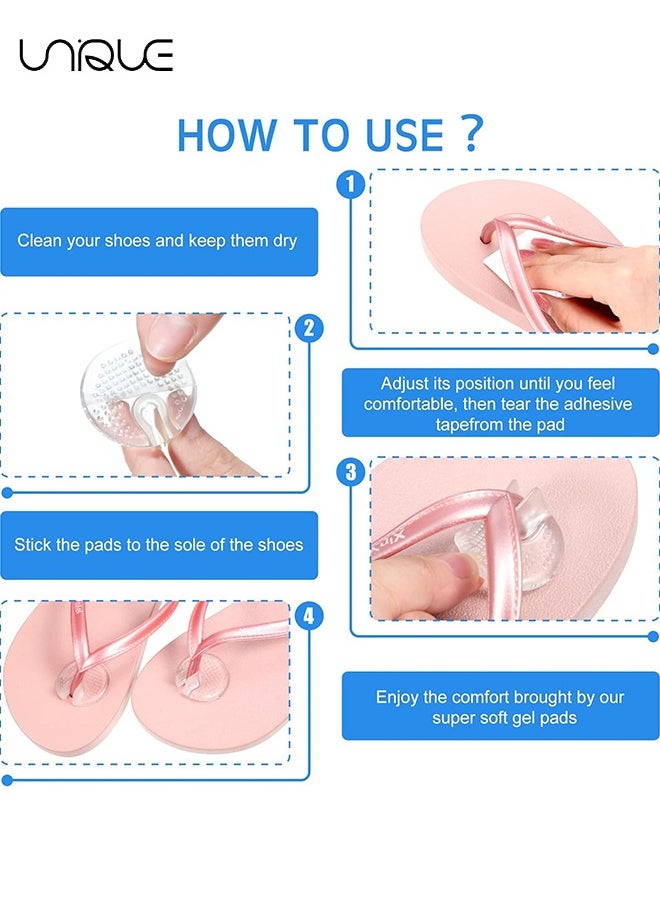 Unique - 3 Pairs Silicone Thong Sandal Toe Guards Cushions Non Slip Flip Flop Toe Protectors Self Adhesive Toe Pad Gel Sandal Shoe Toe Insert for High Heels, Flip Flops, Sandals, Slippers, Clear - Image 1
