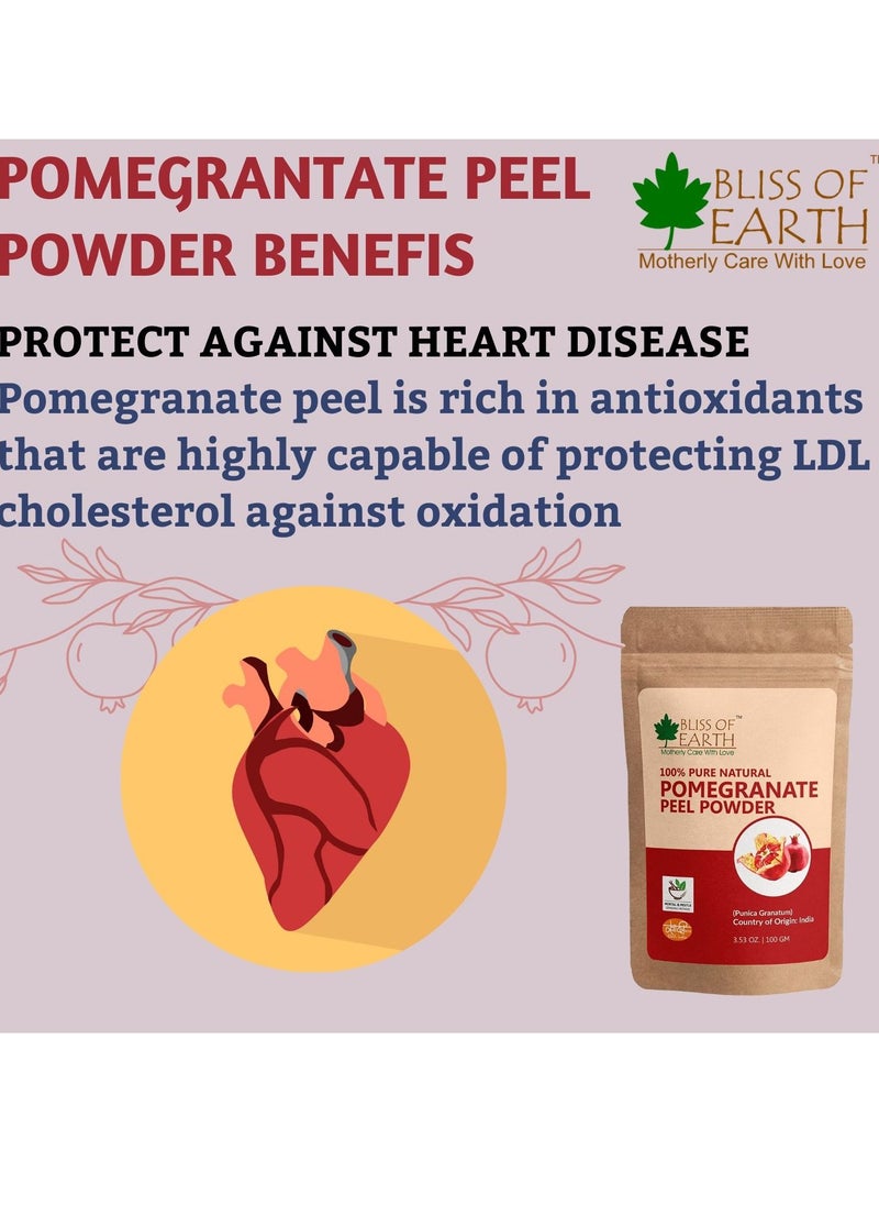 BLISS OF EARTH 100% Pure & Natural Pomegranate Peel Powder 100GM Cure Pimple & Acne Remove Wrinkles Natural Sore Throat Reliver Anar Powder Pack of 3  - Image 3
