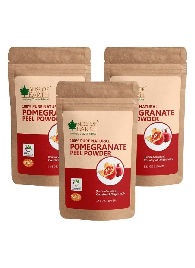 BLISS OF EARTH 100% Pure & Natural Pomegranate Peel Powder 100GM Cure Pimple & Acne Remove Wrinkles Natural Sore Throat Reliver Anar Powder Pack of 3  - Image 1