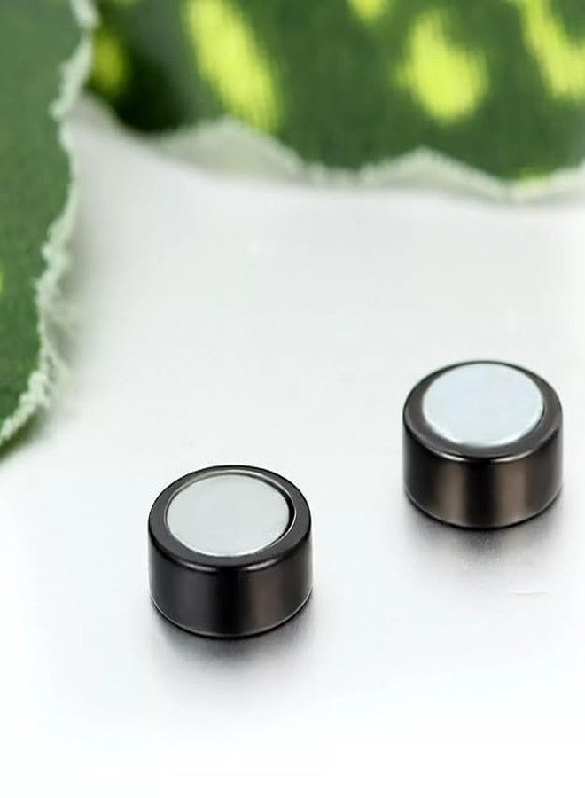 THE MEN THING ROUND BARBELL - BLACK - Magnetic Non-Piercing Pure Titanium Steel Earring for Men & Boys (14mm to 6mm) (10mm) - Image 3