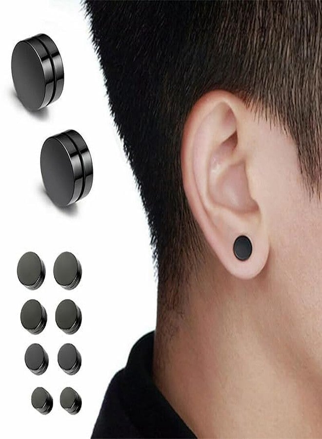 THE MEN THING ROUND BARBELL - BLACK - Magnetic Non-Piercing Pure Titanium Steel Earring for Men & Boys (14mm to 6mm) (10mm) - Image 2
