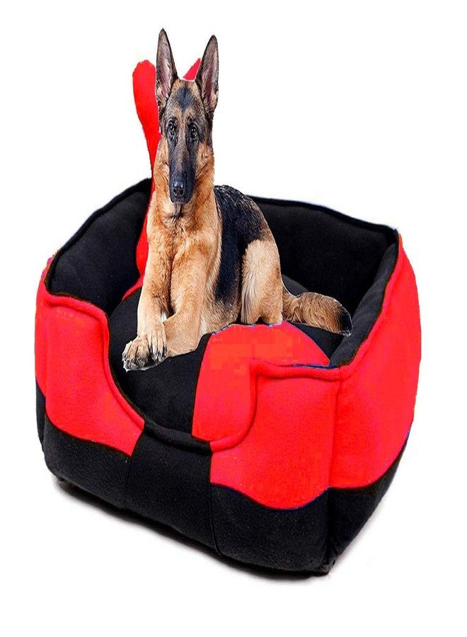 Petslover أريكة Petslover فائقة النعومة من الصوف المحشو بالبوليستر، قابلة للعكس، للكلاب والقطط، باللونين الأحمر والأسود (جودة تصدير) - حجم كبير - Image 1