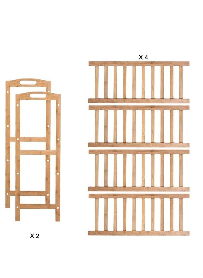 co arma Natural Bamboo 4 Tier Shoe Rack Organizer - Image 3