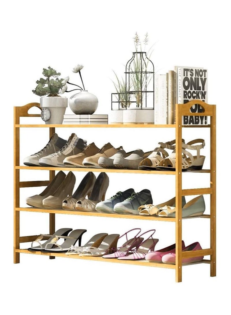 co arma Natural Bamboo 4 Tier Shoe Rack Organizer - Image 2