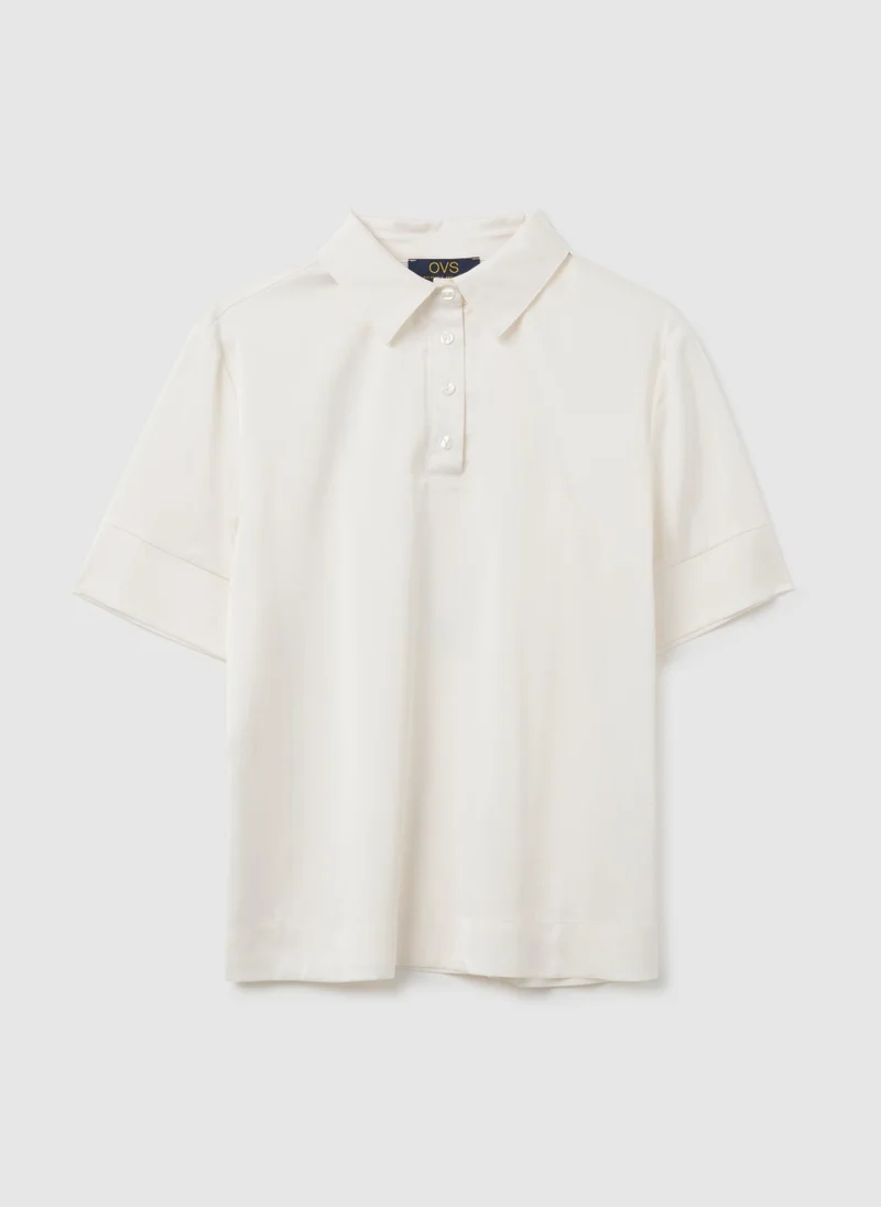 Ovs WHITE STRETCH FABRIC SHIRT REGULAR FIT