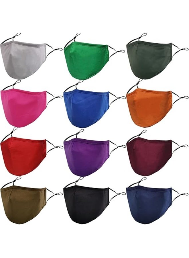 Washable Reusable Cloth Face Masks for Women Men - Breathable Face Mask with Nose Wire and Filter Pocket for Adult 12 PACK - Image 1