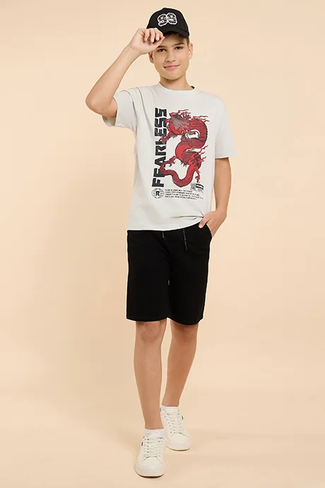 R&B Solid Denim Shorts with Drawstring Waist