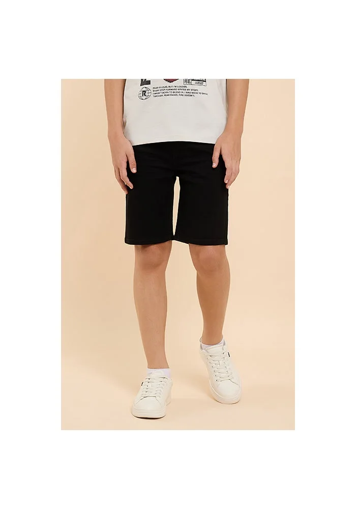 R&b Solid Denim Shorts with Drawstring Waist