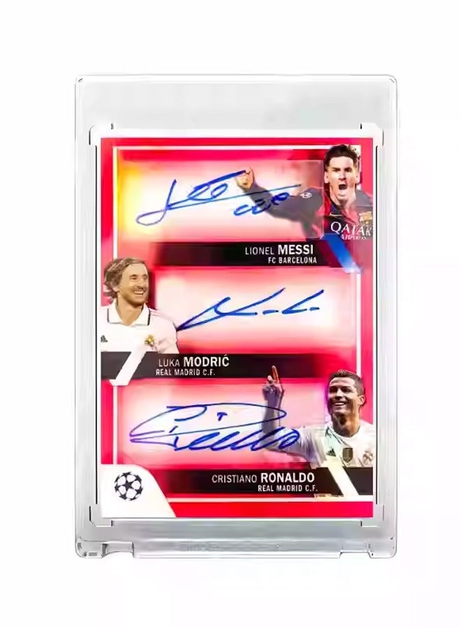 Topps Messi Ronaldo Modric Football Signature Trading Card Triple Autographed Soccer Card Refractor Collector’s Edition Sports Memorabilia for Fans and Collectors - Image 1