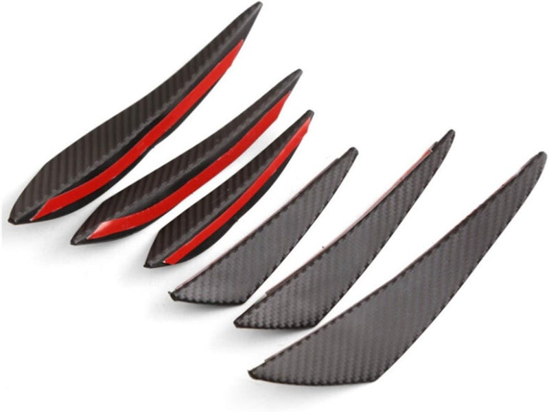 DEMULAX 6pcs Carbon Fiber Style Bumper Lip Splitter - Image 1