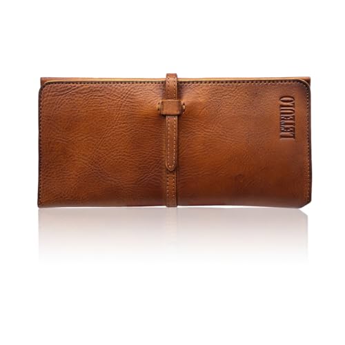 LETEULO Wallets for Women Genuine Leather Card Organizer Dip Dye Coin Purse Ladies Ultrathin Wallets (Brown) - Image 1
