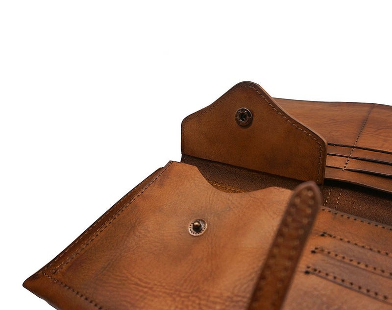 LETEULO Wallets for Women Genuine Leather Card Organizer Dip Dye Coin Purse Ladies Ultrathin Wallets (Brown) - Image 5