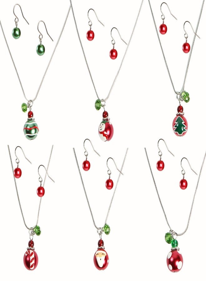 fiona Christmas Necklace Earring Set, Birthday White Elephant Exchange Gift for Her, Set of 6 - Image 1