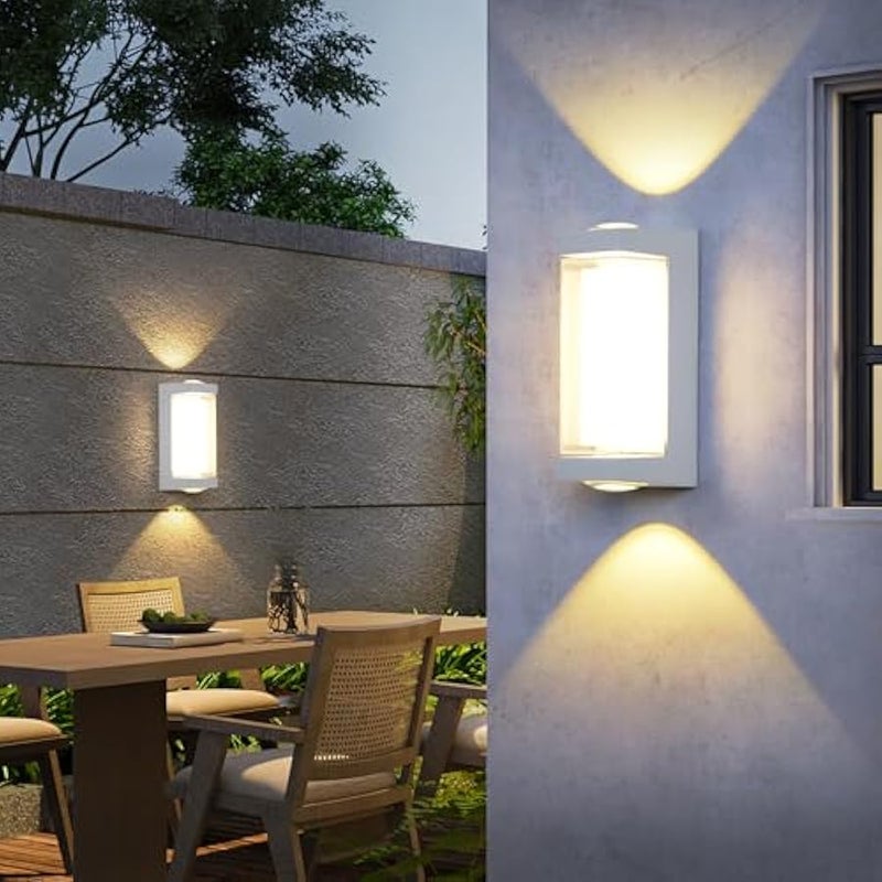 V.nice Waterproof LED wall light for outdoor use, featuring top and bottom illumination. A modern outdoor lighting fixture suitable for porches, balconies, gardens, villas, garages, and courtyard entrances (matte black). - Image 2