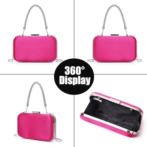 Buric Evening Small Clutch Bag Rhinestone Party Clutches Cocktail Wedding Purse for Women Elegant Formal Handbags With Chain Bride Prom Ladies Purses Rose - Image 2