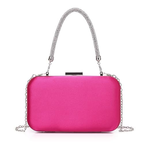 Buric Evening Small Clutch Bag Rhinestone Party Clutches Cocktail Wedding Purse for Women Elegant Formal Handbags With Chain Bride Prom Ladies Purses Rose - Image 1