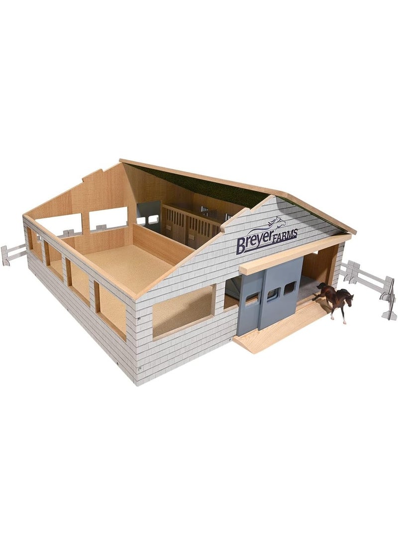 Breyer Breyer Horses Farms Deluxe Arena Stable  24 Piece Playset  2 Stablemates Horses Included  2425 L x 22 W x 105 H  132 Scale  Model 59243  - Image 3