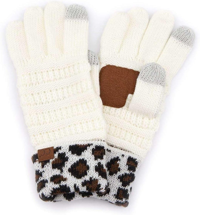 Cc Unisex Cable Knit Winter Warm Anti-Slip Touchscreen Texting Gloves - Image 1